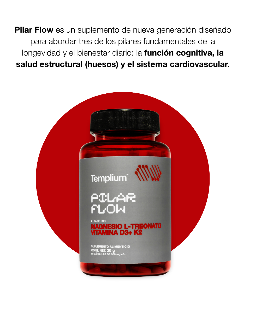 PILAR FLOW(Magnesio L-Treonato, Cúrcuma, D3, K2)