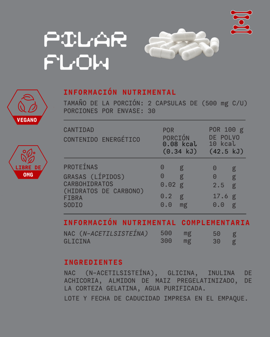 PILAR FLOW(Magnesio L-Treonato, Cúrcuma, D3, K2)