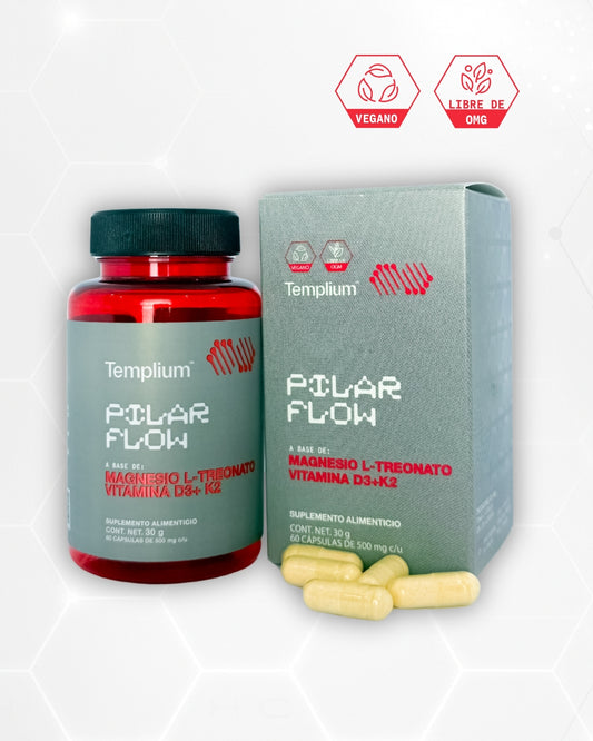 PILAR FLOW(Magnesio L-Treonato, Cúrcuma, D3, K2)